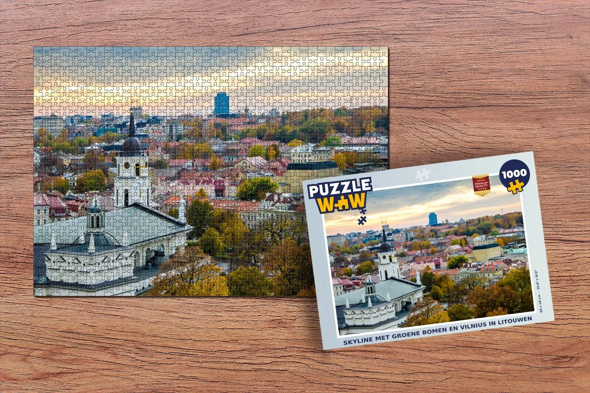 PuzzleWow Skyline Vilnius Legpuzzel 1000 Stuks - Multicolor