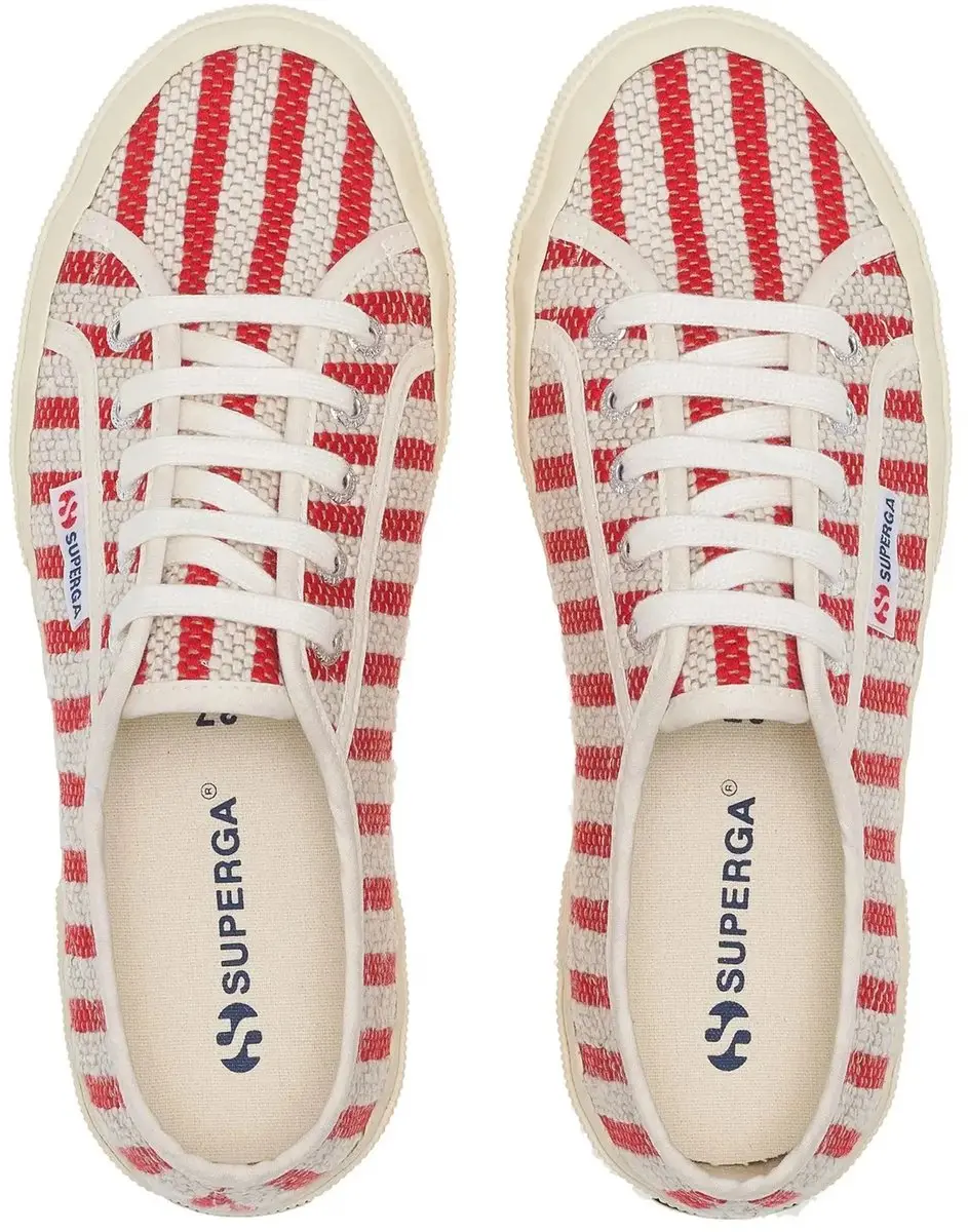 Superga 2750 Cotton Stripes Baskets - Rood/Wit - Maat 41
