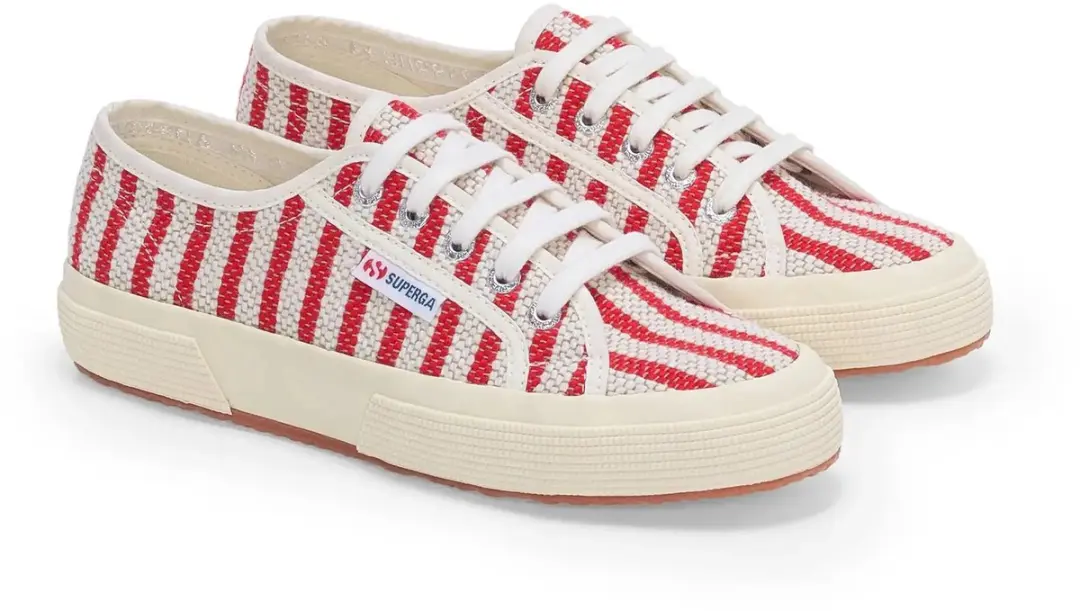 Superga 2750 Cotton Stripes Baskets - Rood/Wit - Maat 41