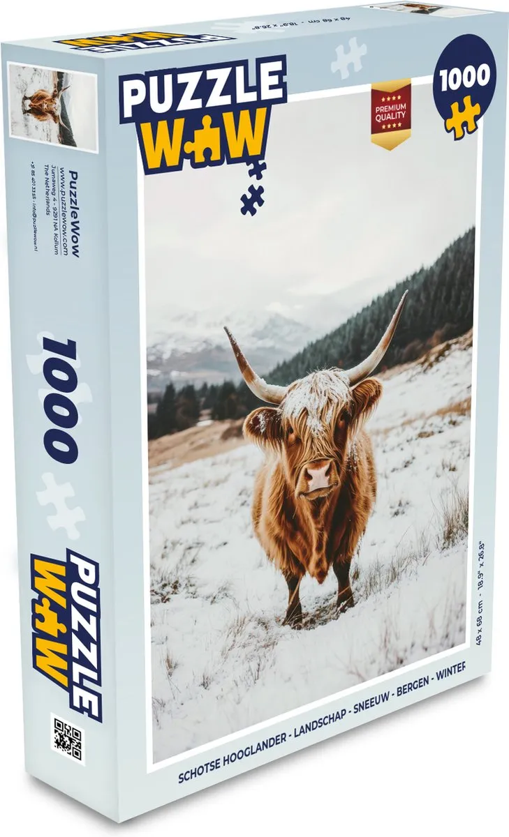 PuzzleWow Schotse Hooglander Legpuzzel 1000 Stuks
