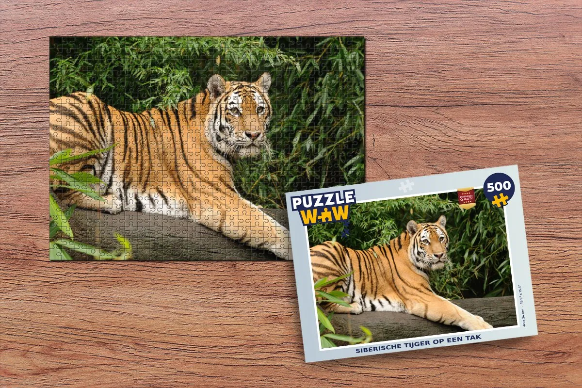 PuzzleWow Tijger Boom Bladeren Legpuzzel 500 Stuks - Multicolor