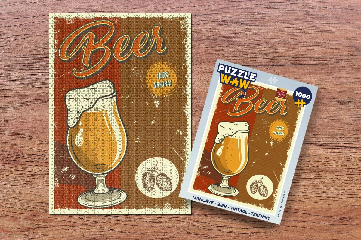 PuzzleWow Mancave Bier Legpuzzel 1000 Stuks - Multicolor