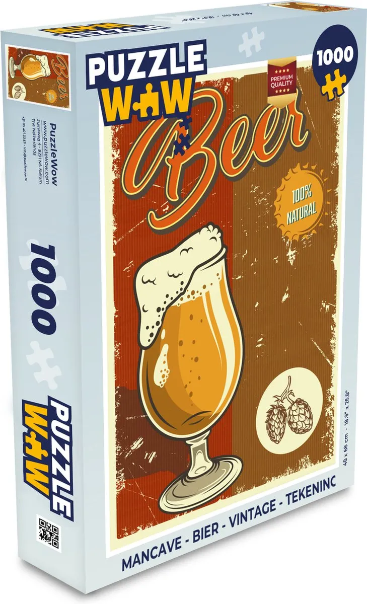 PuzzleWow Mancave Bier Legpuzzel 1000 Stuks - Multicolor