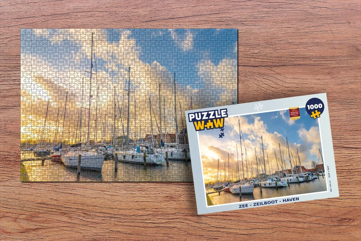 PuzzleWow Zee - Zeilboot Haven Legpuzzel 1000 Stuks - Multicolor