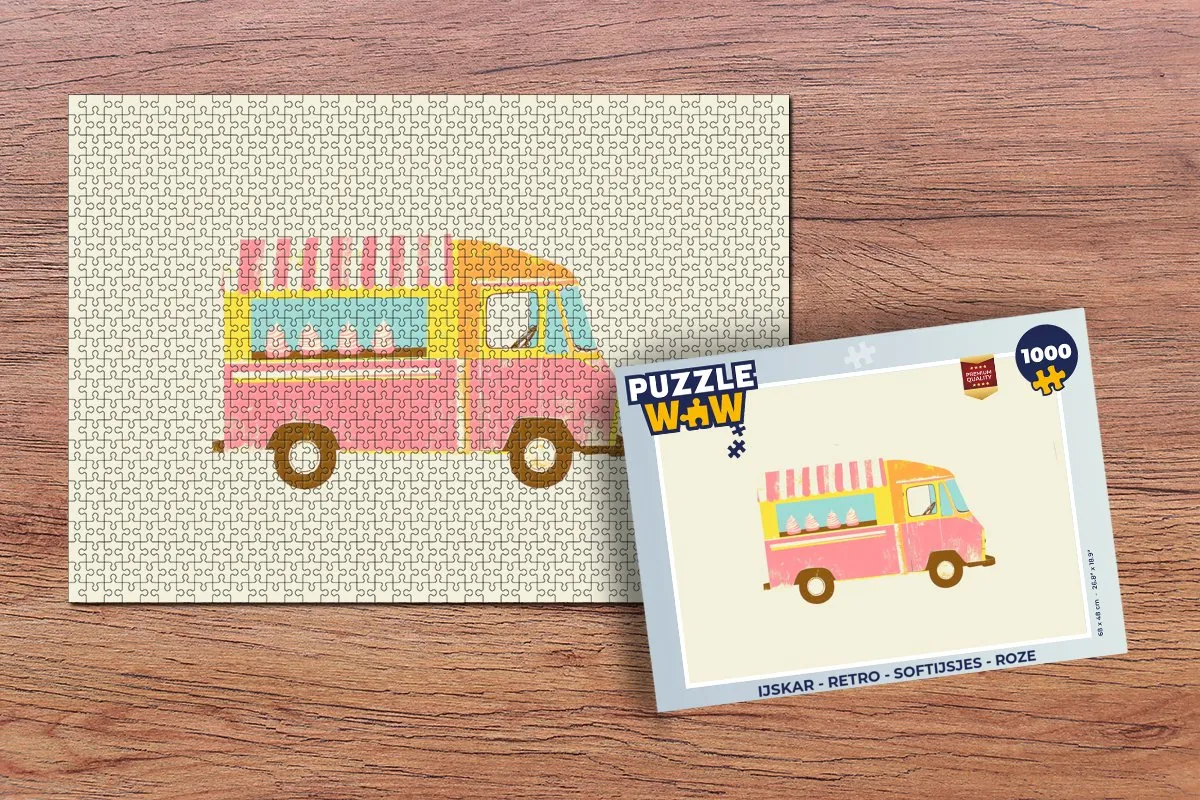 PuzzleWow Retro IJskar Legpuzzel 1000 Stuks - Roze