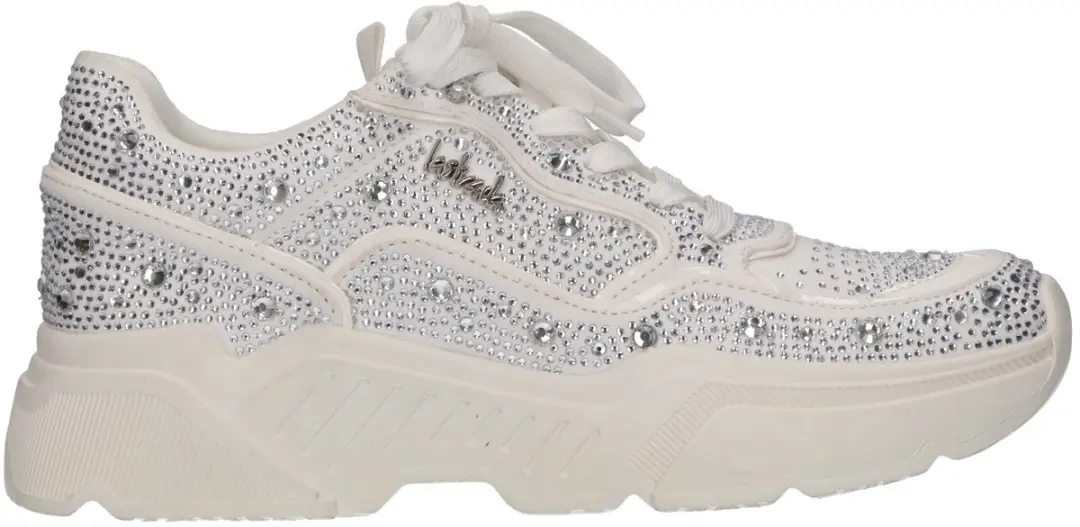 La Strada Sneaker Met Steentjes Wit Textiel