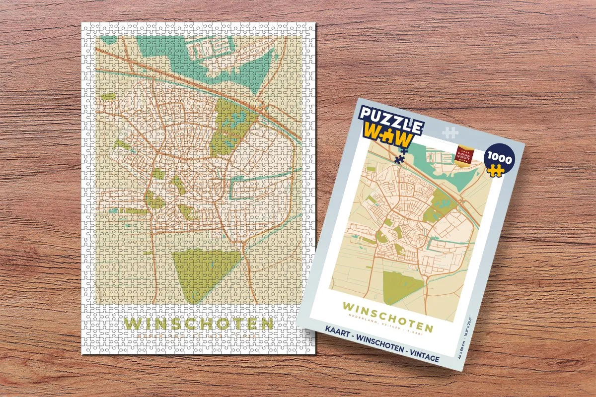 PuzzleWow Winschoten Vintage Legpuzzel 1000 Stuks - Multicolor