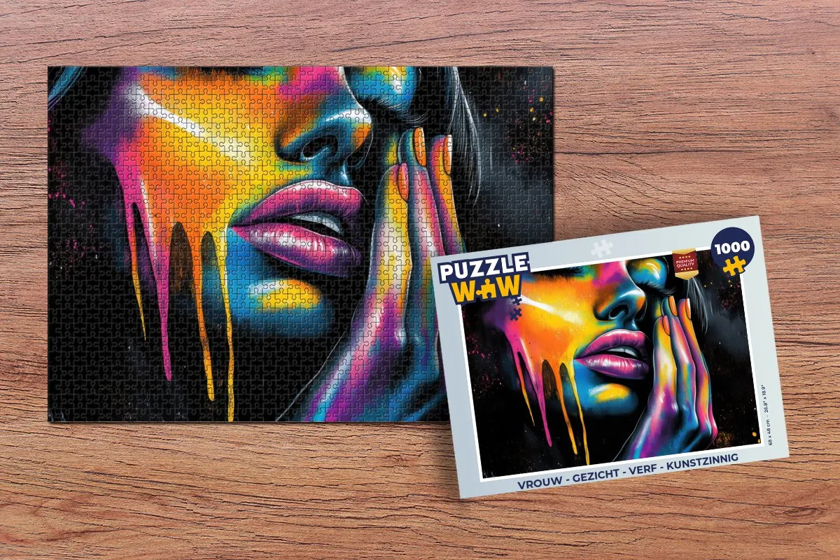 PuzzleWow Legpuzzel Vrouw Gezicht Verf 1000 Stuks