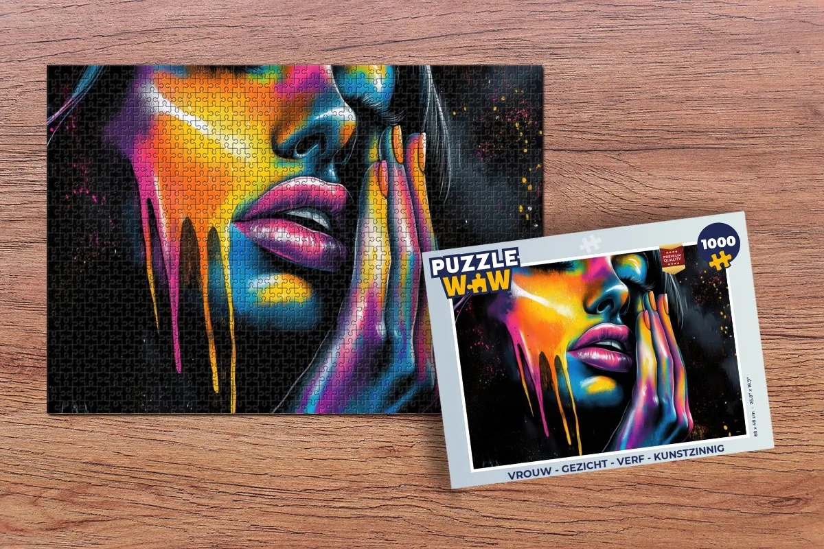 PuzzleWow Legpuzzel Vrouw Gezicht Verf 1000 Stuks