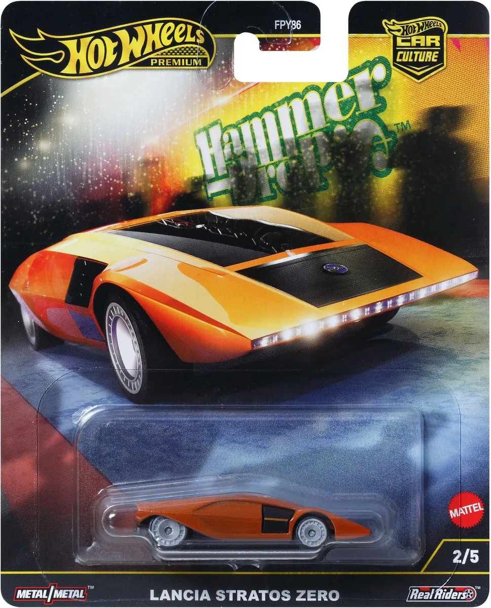 Hot Wheels Hammer Drop Lancia Stratos Zero 1:64 - Speelgoedauto - Zwart/Oranje