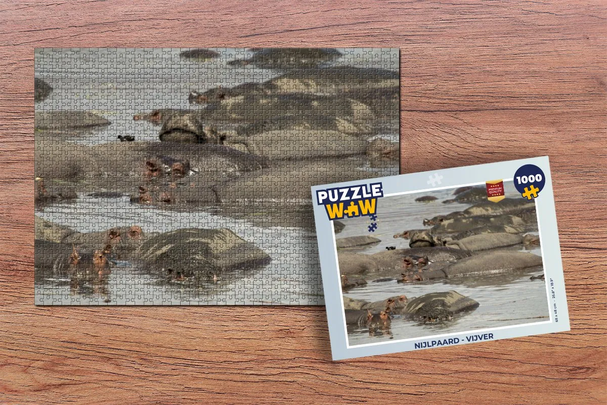 PuzzleWow Nijlpaard Legpuzzel 1000 Stuks - Multicolor