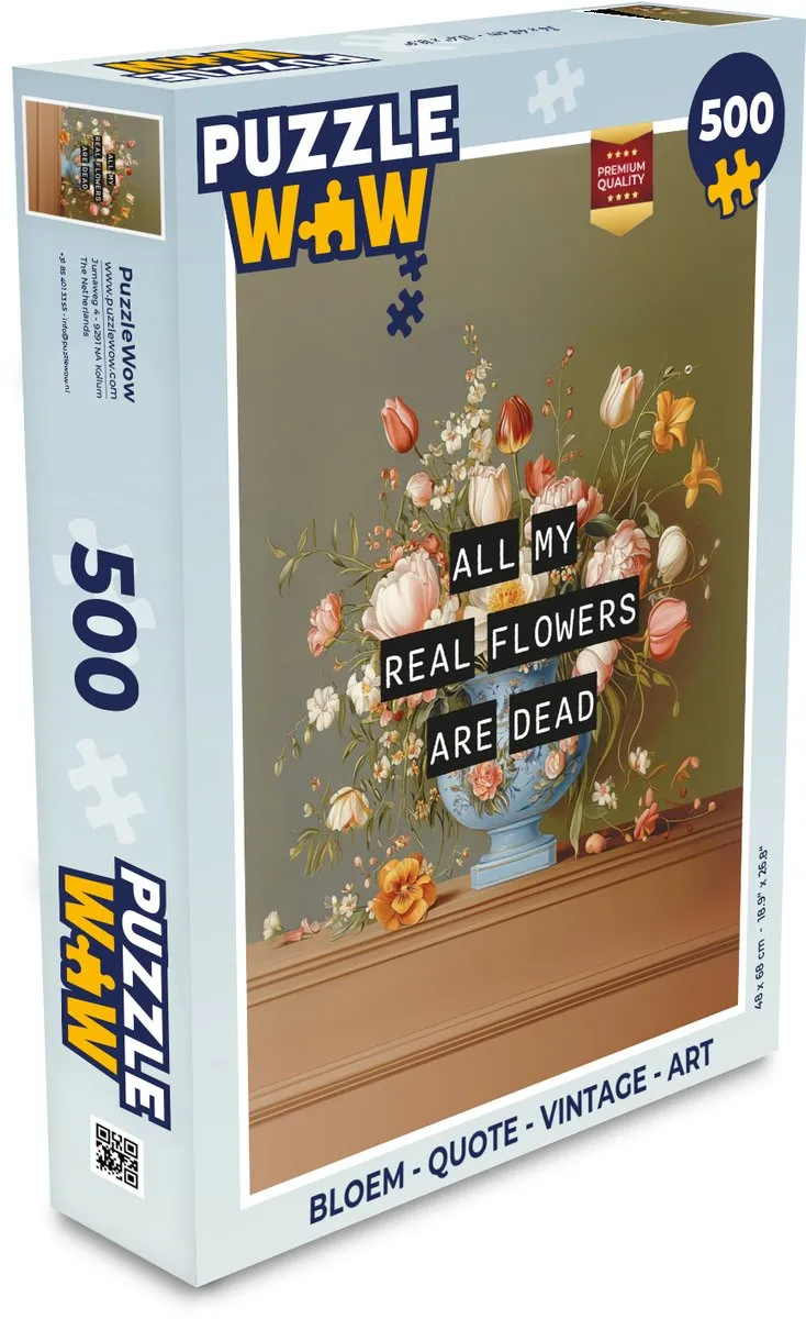 PuzzleWow Vintage Bloemen Legpuzzel 500 Stuks - 8721169395654
