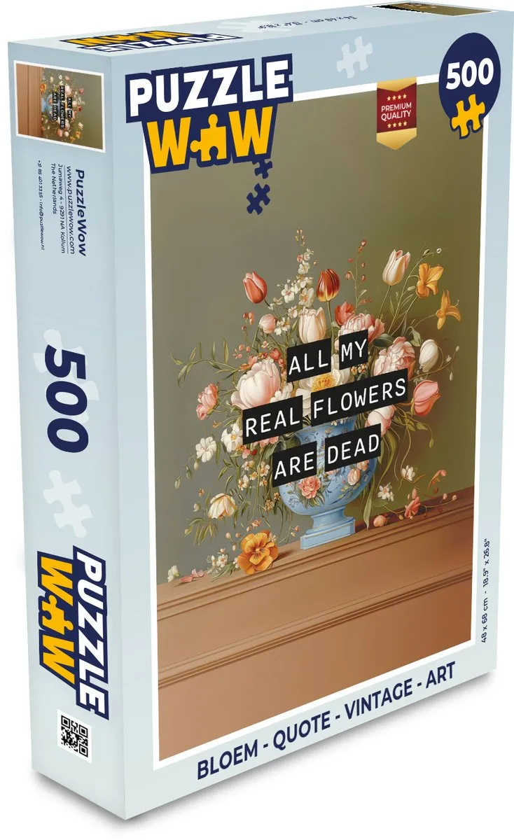PuzzleWow Vintage Bloemen Legpuzzel 500 Stuks - 8721169395654