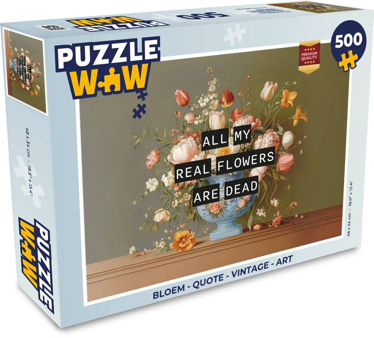 PuzzleWow Vintage Bloemen Legpuzzel 500 Stuks - 8721169395654