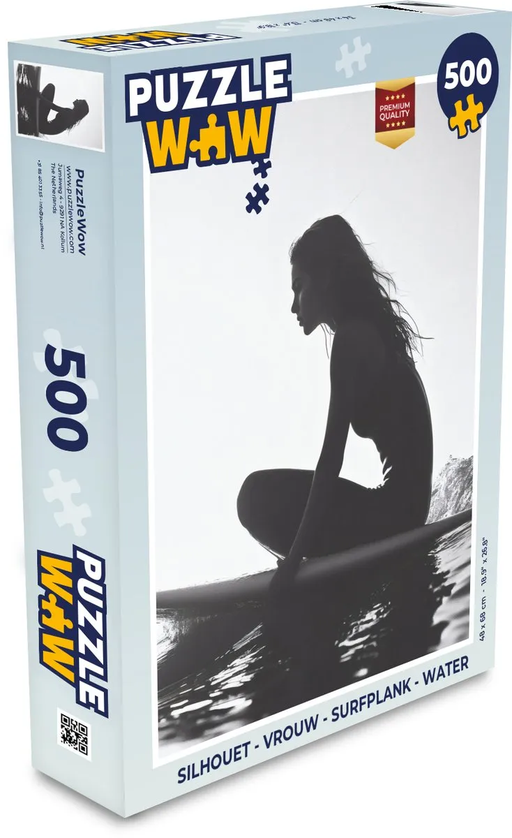 PuzzleWow Silhouet Surfplank Legpuzzel 500 Stuks - MPN 8721374602615