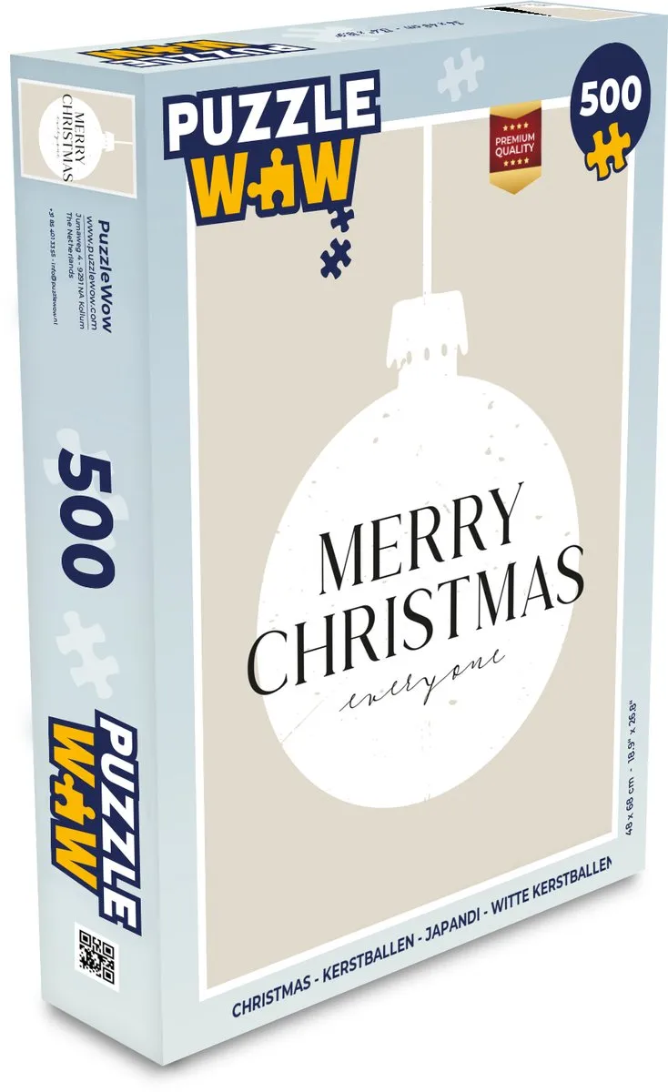 PuzzleWow Kerstballen Japandi Legpuzzel 500 Stuks - Wit/Beige