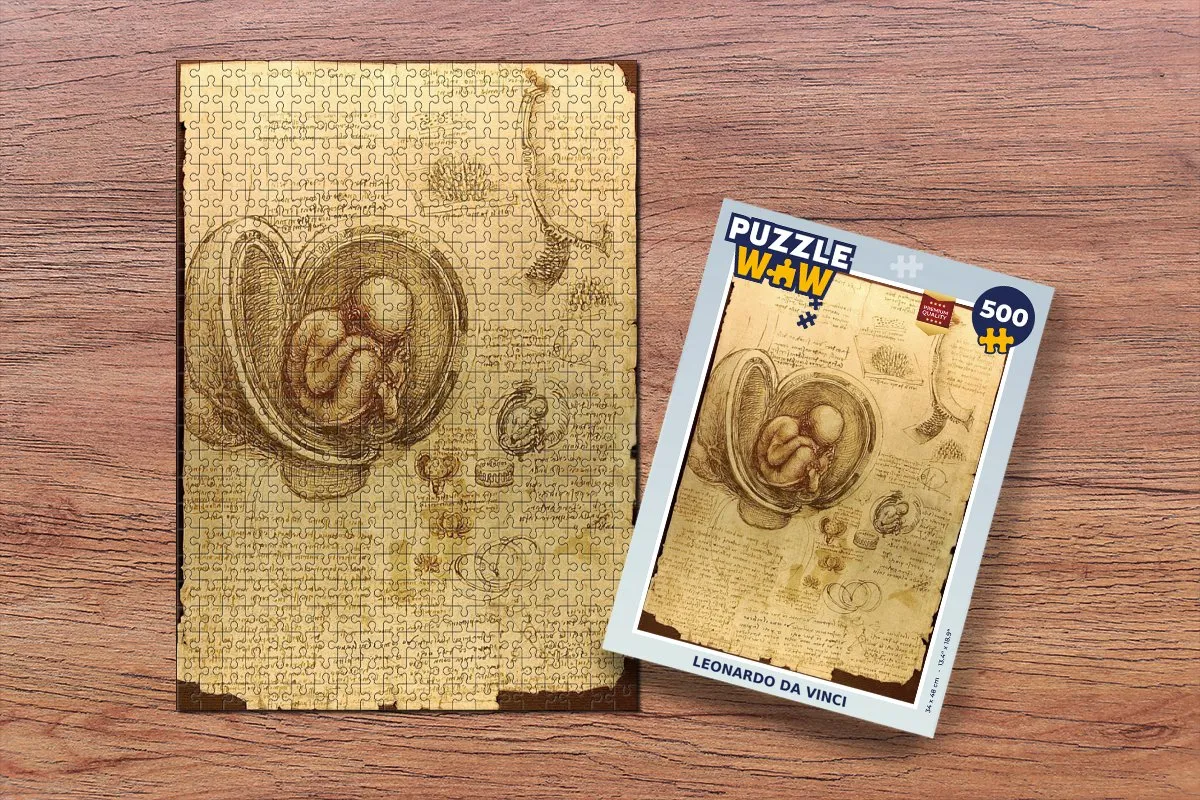 PuzzleWow Leonardo da Vinci Baby in the Womb Legpuzzel 500 Stuks - Multicolor