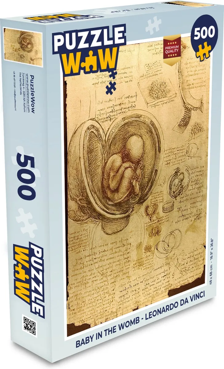 PuzzleWow Leonardo da Vinci Baby in the Womb Legpuzzel 500 Stuks