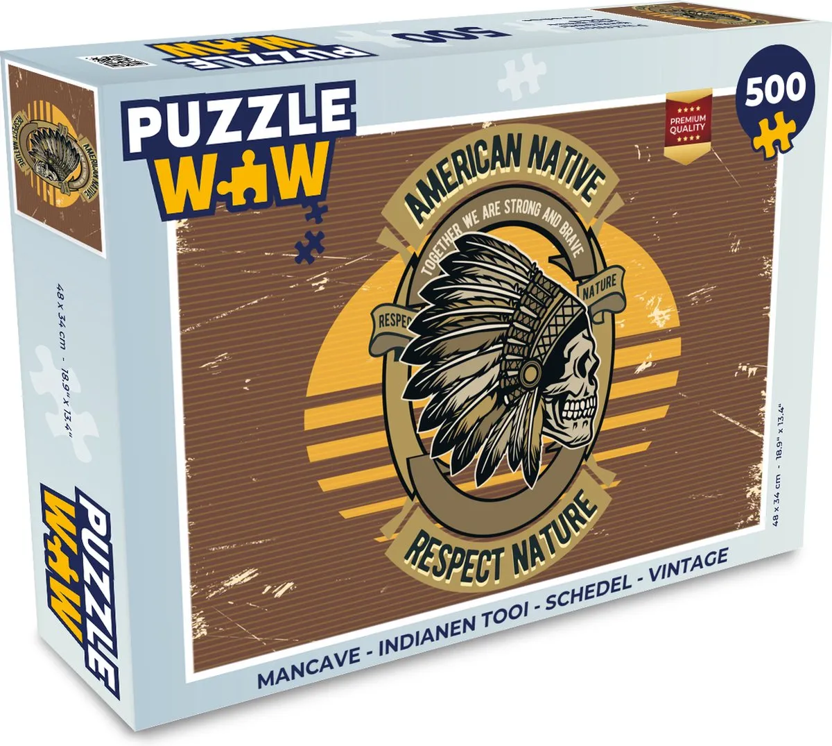 PuzzleWow Mancave Indianen Tooie Legpuzzel 500 Stuks
