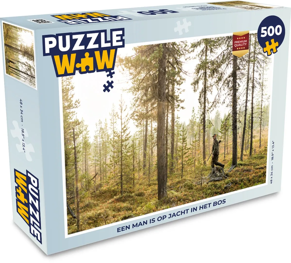 PuzzleWow Legpuzzel Een man is op jacht in het bos 500 Stuks - Multicolor