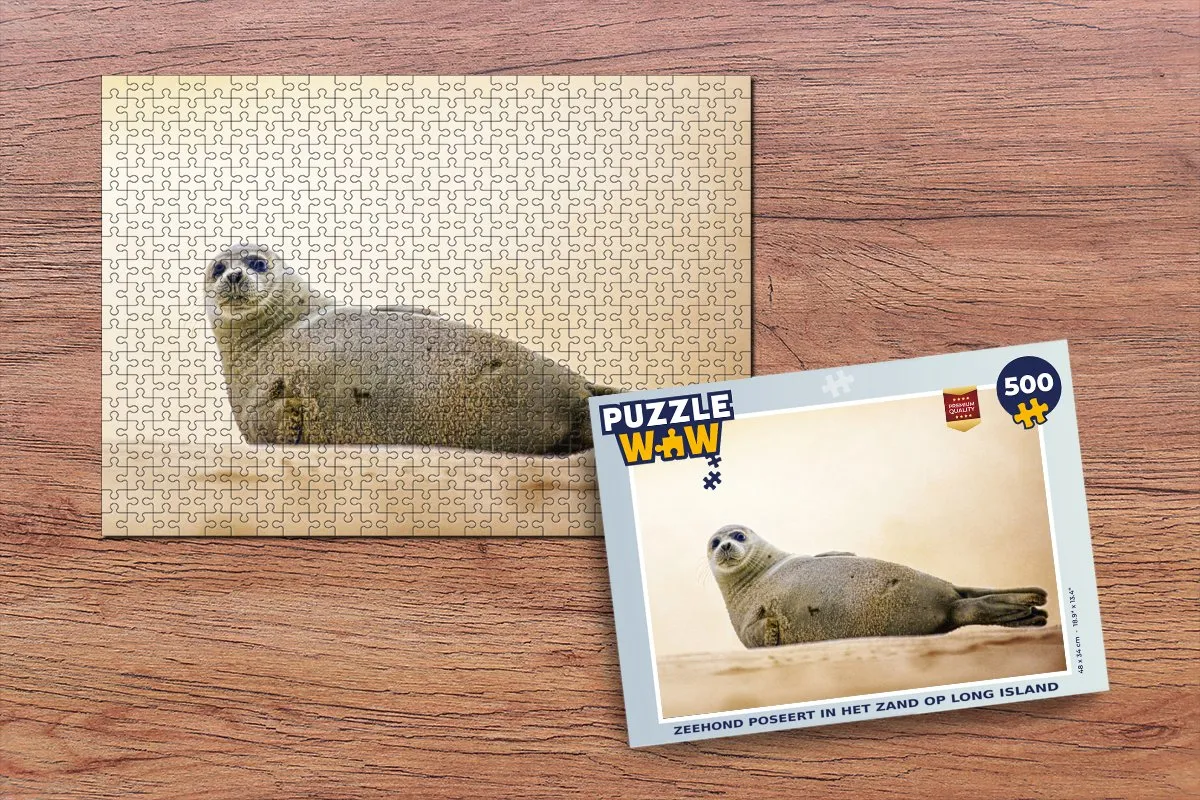 PuzzleWow Zeehond Strand Long Island Legpuzzel 500 Stuks - Multicolor