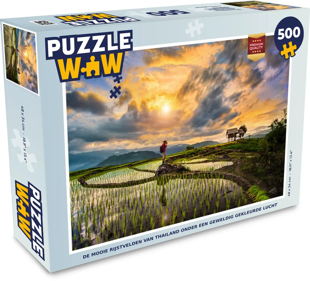 PuzzleWow Legpuzzel De Mooie Rijstvelden van Thailand 500 Stuks - Multicolor