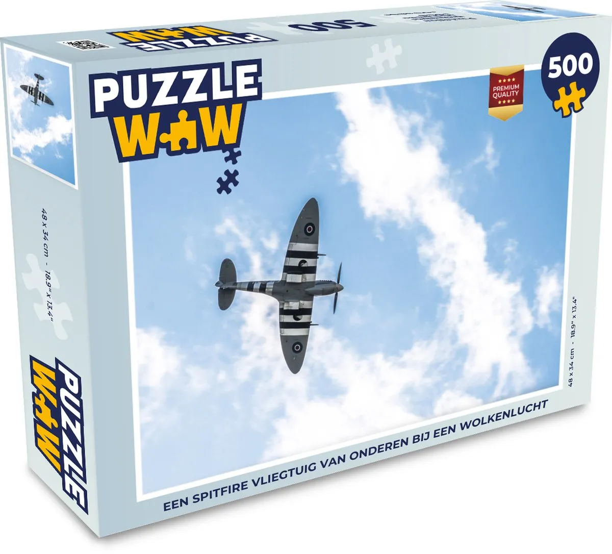 PuzzleWow Spitfire Wolkenlucht Legpuzzel 500 Stuks - Multicolor