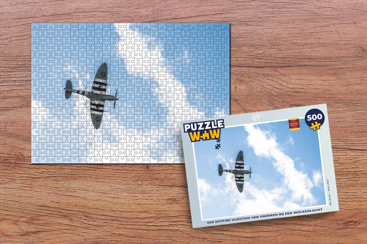 PuzzleWow Spitfire Wolkenlucht Legpuzzel 500 Stuks - Multicolor