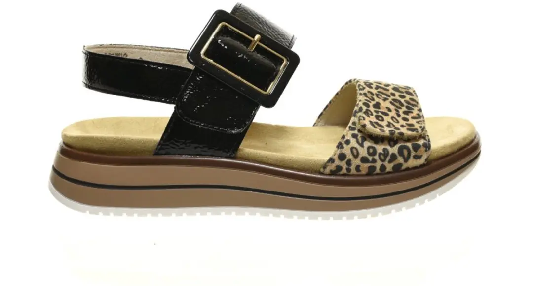 Zwart Lak Leopard Damessandalen Remonte maat 39