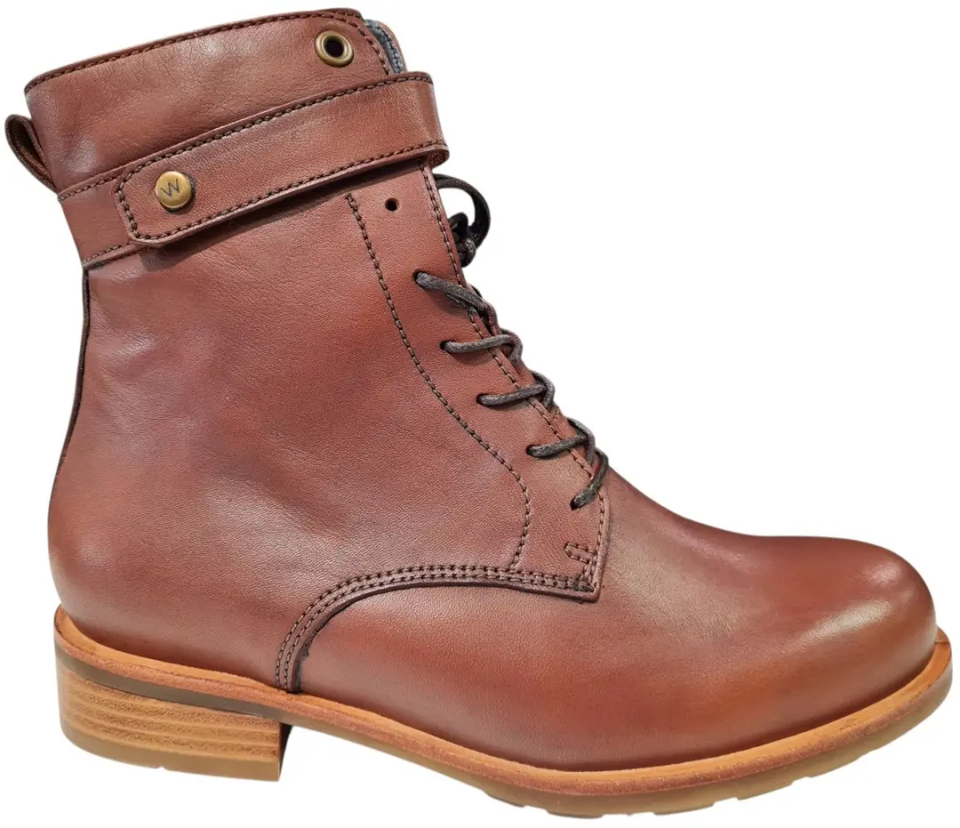 Wolky 0448520 Cognac Leren Dames Veterboots