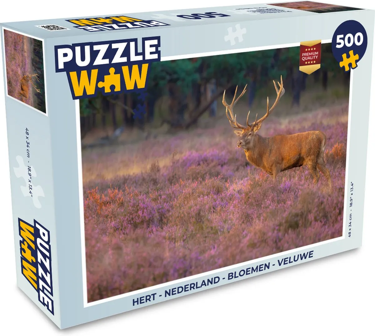 PuzzleWow Veluwe Hert met bloemen Legpuzzel 500 Stuks