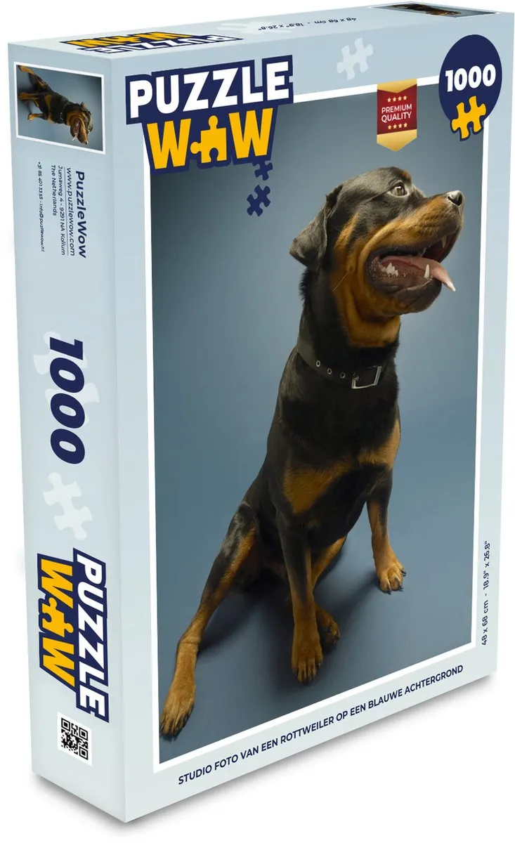 PuzzleWow Legpuzzel Rottweiler 1000 Stuks - Multicolor