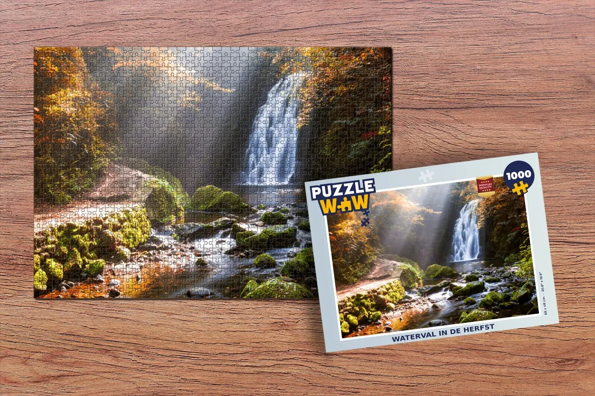 PuzzleWow Waterval in de Herfst Legpuzzel 1000 Stuks - Multicolor