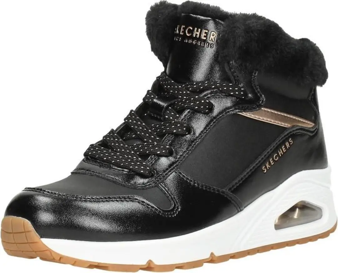 Skechers Uno Cozy On Air Meisjes Sneakers - 33 - Black/Rose Gold - afbeelding 4 van 6
