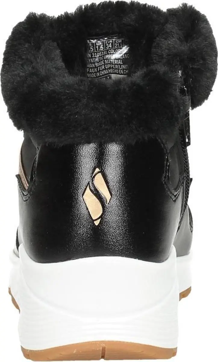 Skechers Uno Cozy On Air Meisjes Sneakers - 33 - Black/Rose Gold - afbeelding 6 van 6