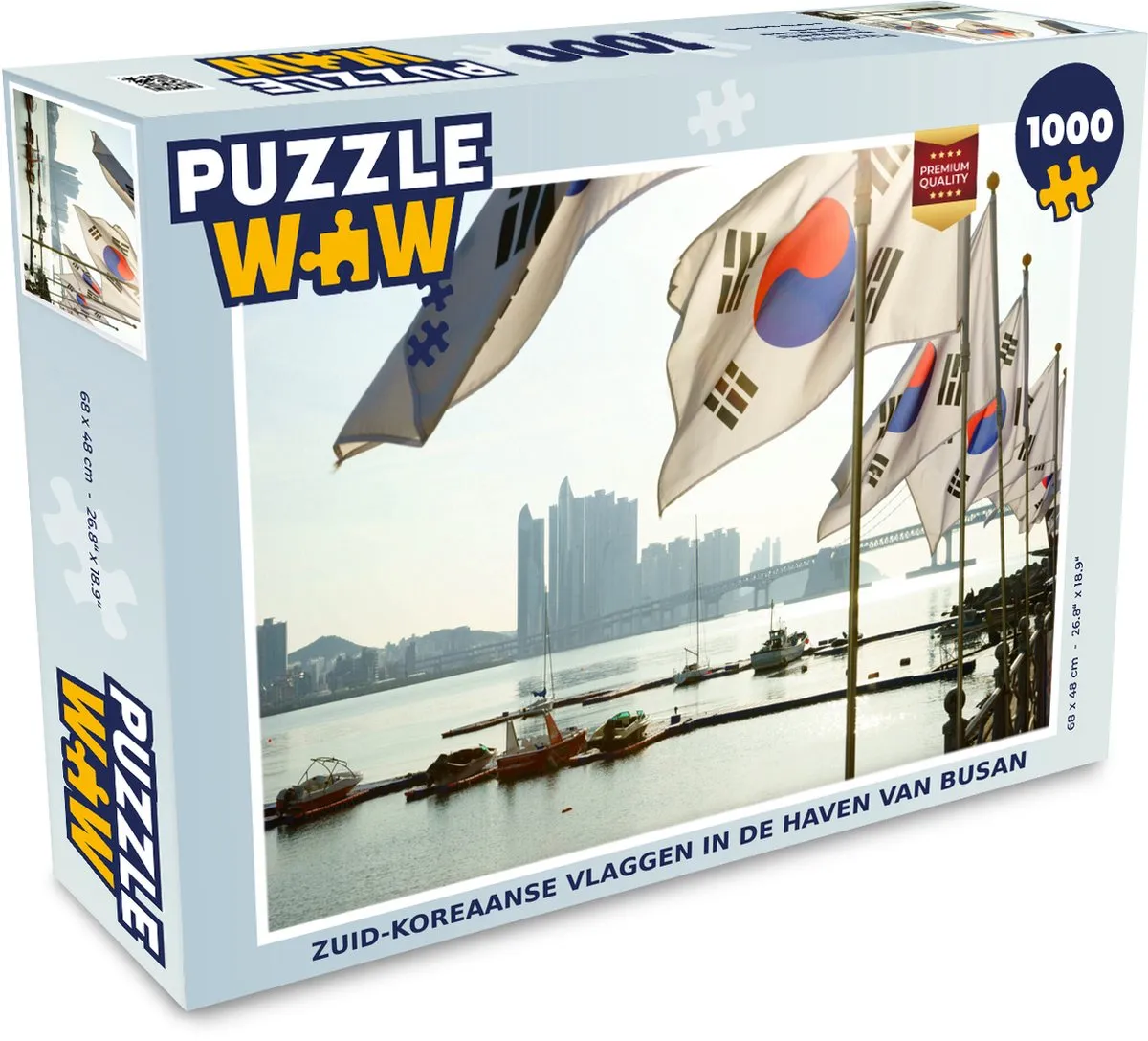PuzzleWow Legpuzzel Zuid-Koreaanse Vlaggen Busan 1000 Stuks - Multicolor