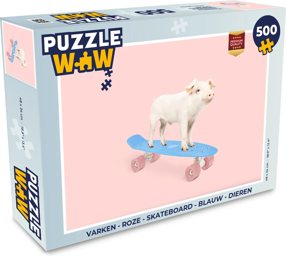 PuzzleWow Varken Skateboard Legpuzzel 500 Stuks - Multicolor