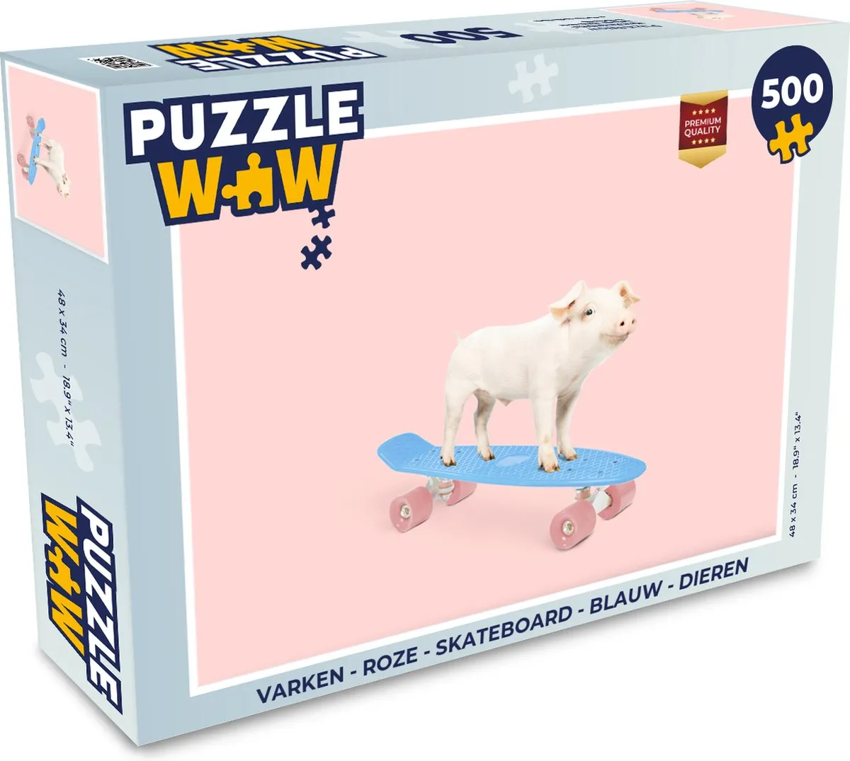 PuzzleWow Varken Skateboard Legpuzzel 500 Stuks - Multicolor