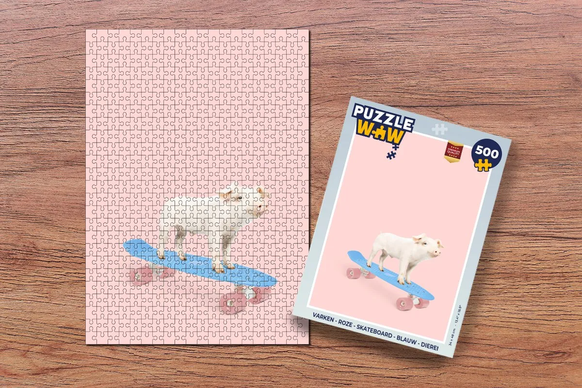 PuzzleWow Varken Skateboard Legpuzzel 500 Stuks - Multicolor