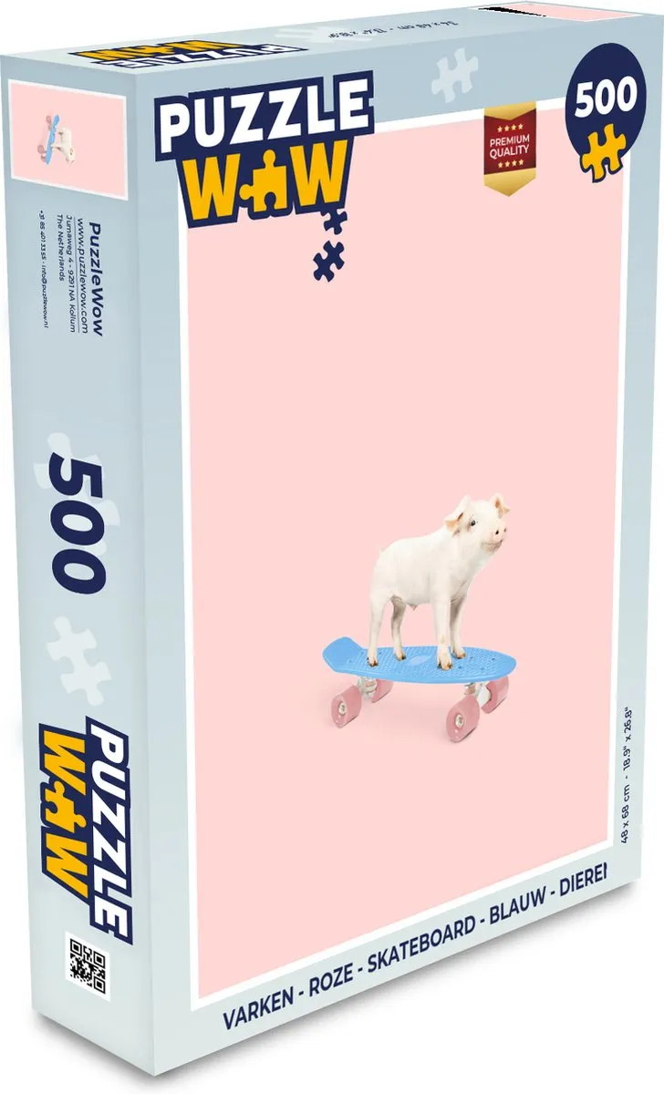 PuzzleWow Varken Skateboard Legpuzzel 500 Stuks - Multicolor