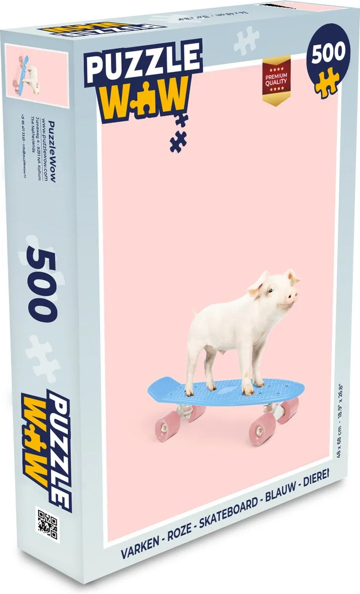 PuzzleWow Varken Skateboard Legpuzzel 500 Stuks - Multicolor