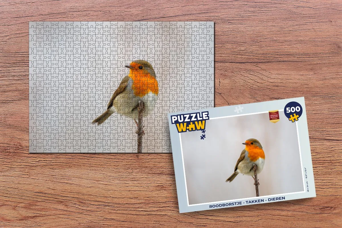 PuzzleWow Roodborstje Takken Legpuzzel 500 Stuks - Multicolor
