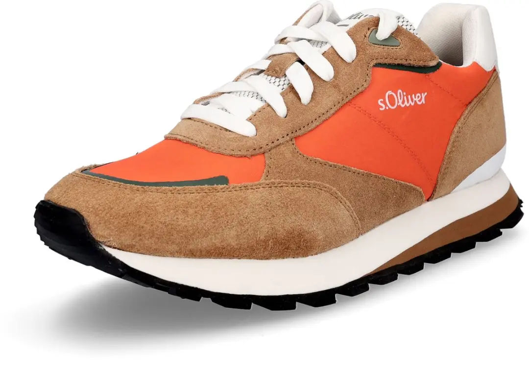 s.Oliver heren leren sneaker oranje bruin