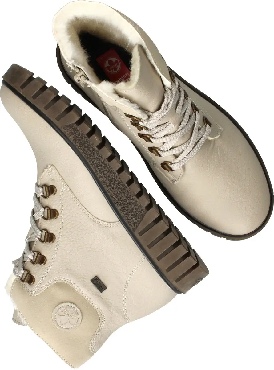 Rieker Dames Veterboot 178237 - Ecru - Maat 39
