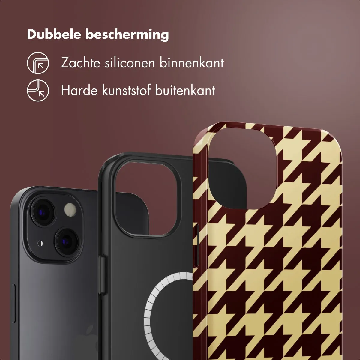 Selencia Hoesje iPhone 13 Pied-de-Poule - MagSafe