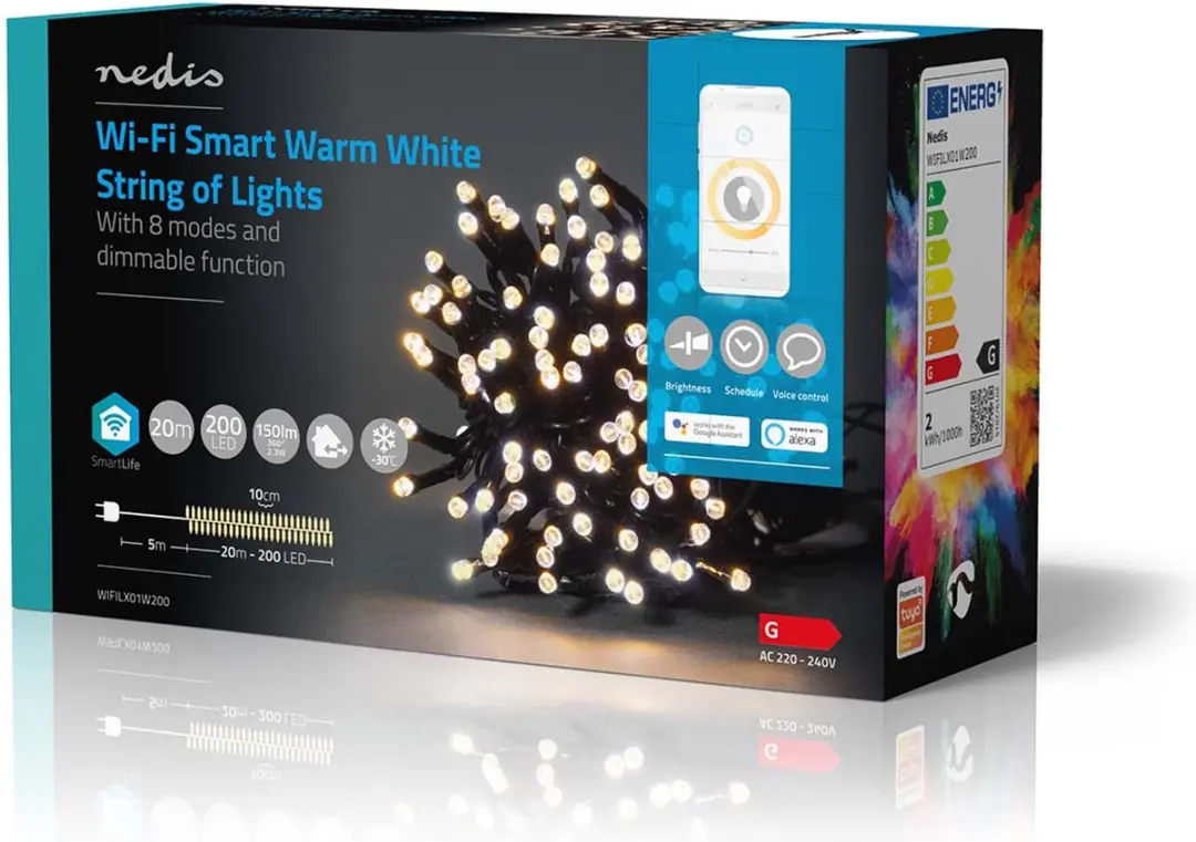 Nedis SmartLife Kerstverlichting Koord 200 LED Warm Wit 20m