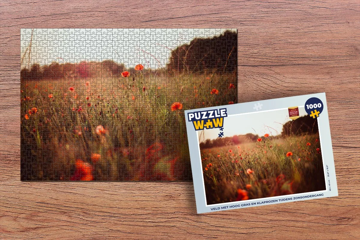 PuzzleWow Zonsondergang Bloemen Legpuzzel 1000 Stuks - Multicolor