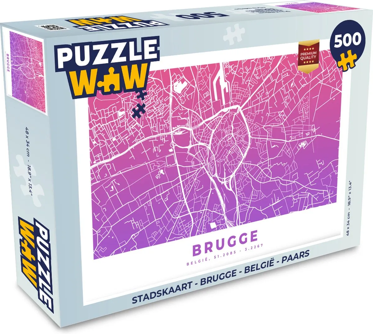 PuzzleWow Brugge Legpuzzel 500 Stuks - Multicolor