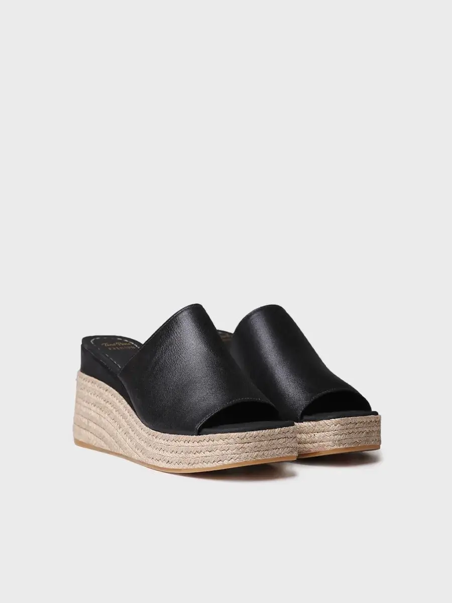 Dames espadrille zonder achterkant van suède met sleehak