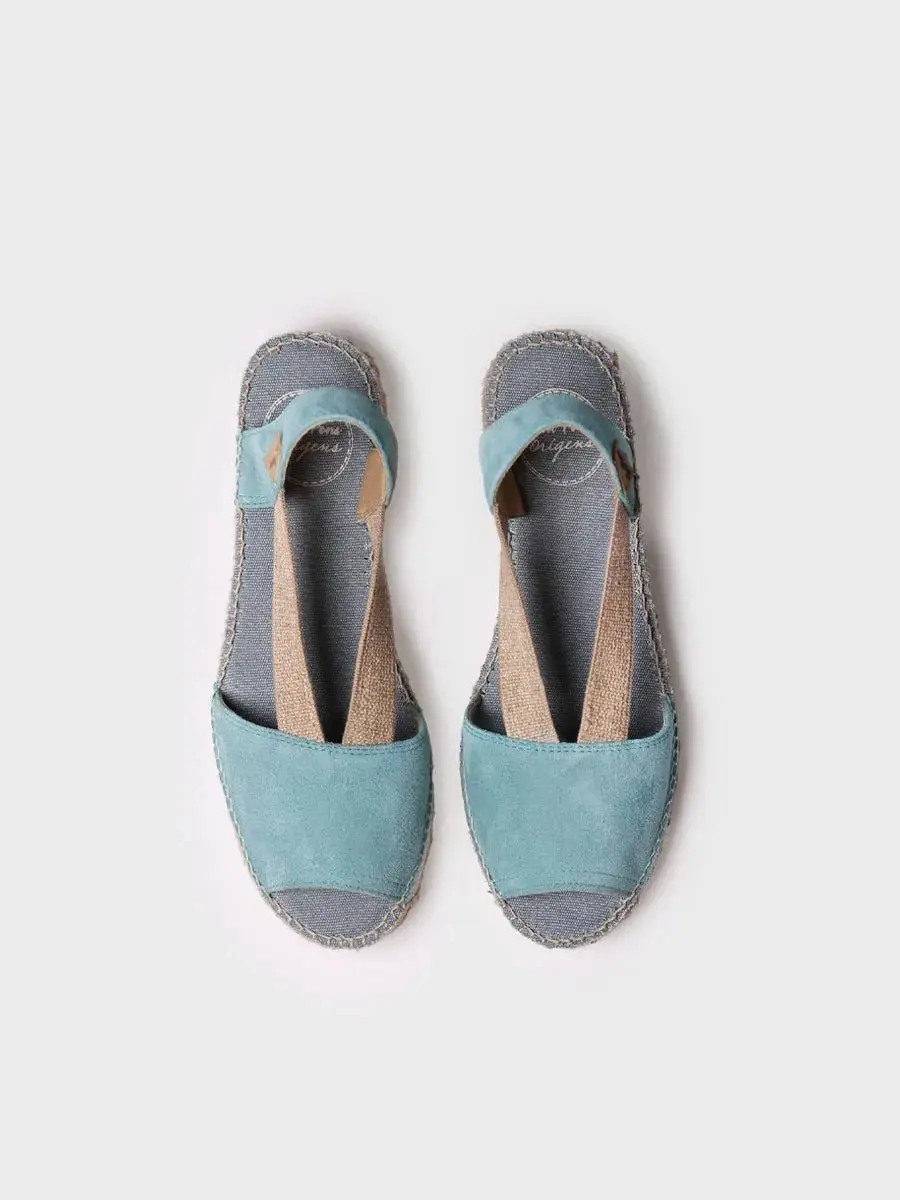 Platte suède espadrille voor dames